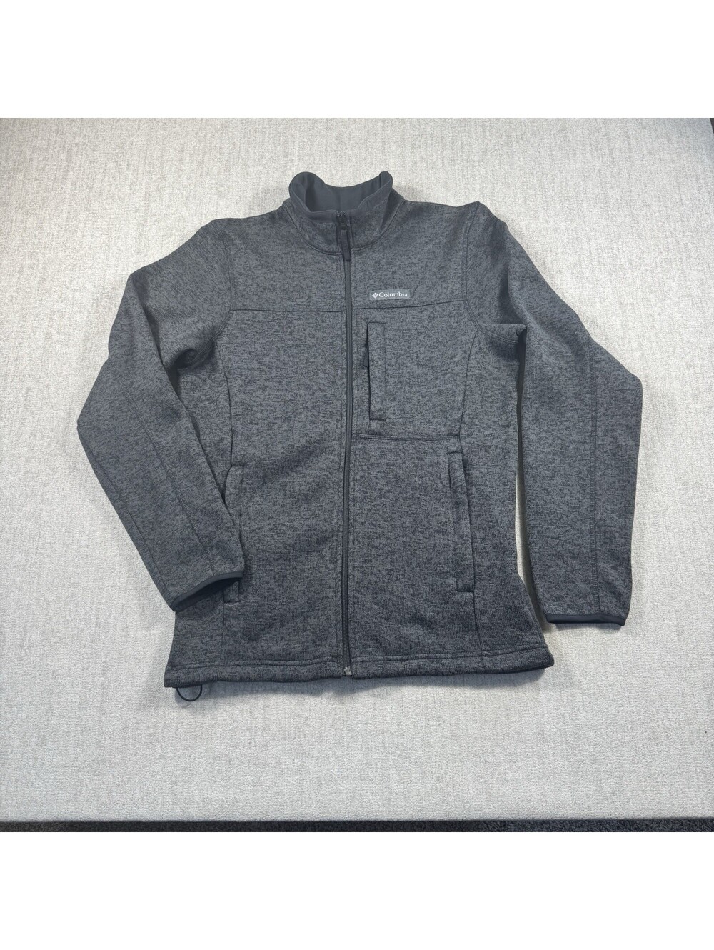 Columbia Fleece Jacket Mens Large Gray Charcoal Full Zip Outdoors Pocket